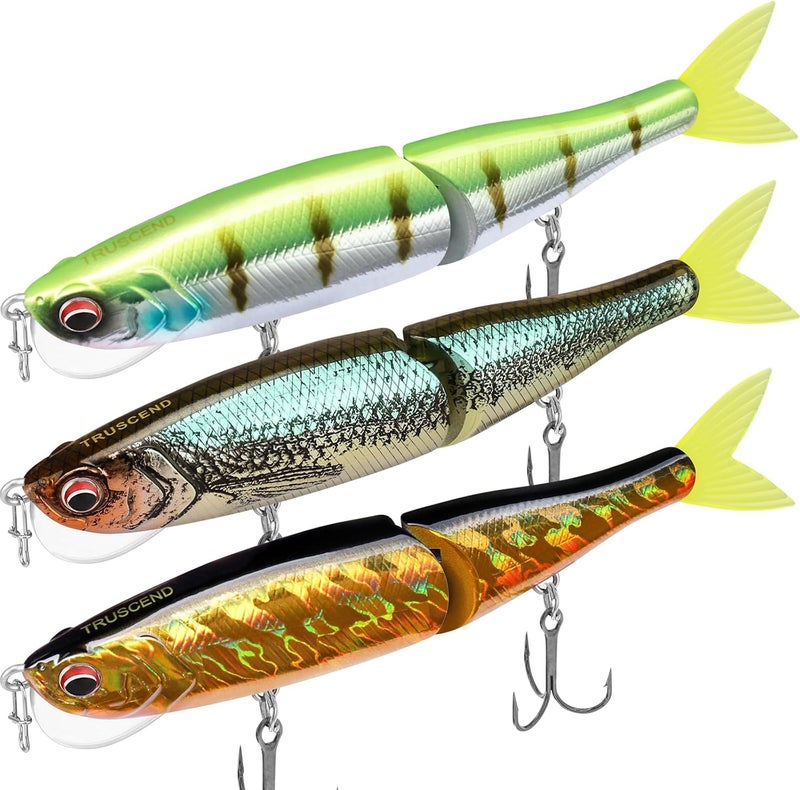TRUSCEND Easy Catch SwimMax with BKK Hooks, Magic Noisy Wiggling and Vibrating Actions for More Bites, Lifelike Fishing Lures for Bass Trout Walleye Crappie, Strongest Dyneema Fiber Jointed Swimbaits - Image 1